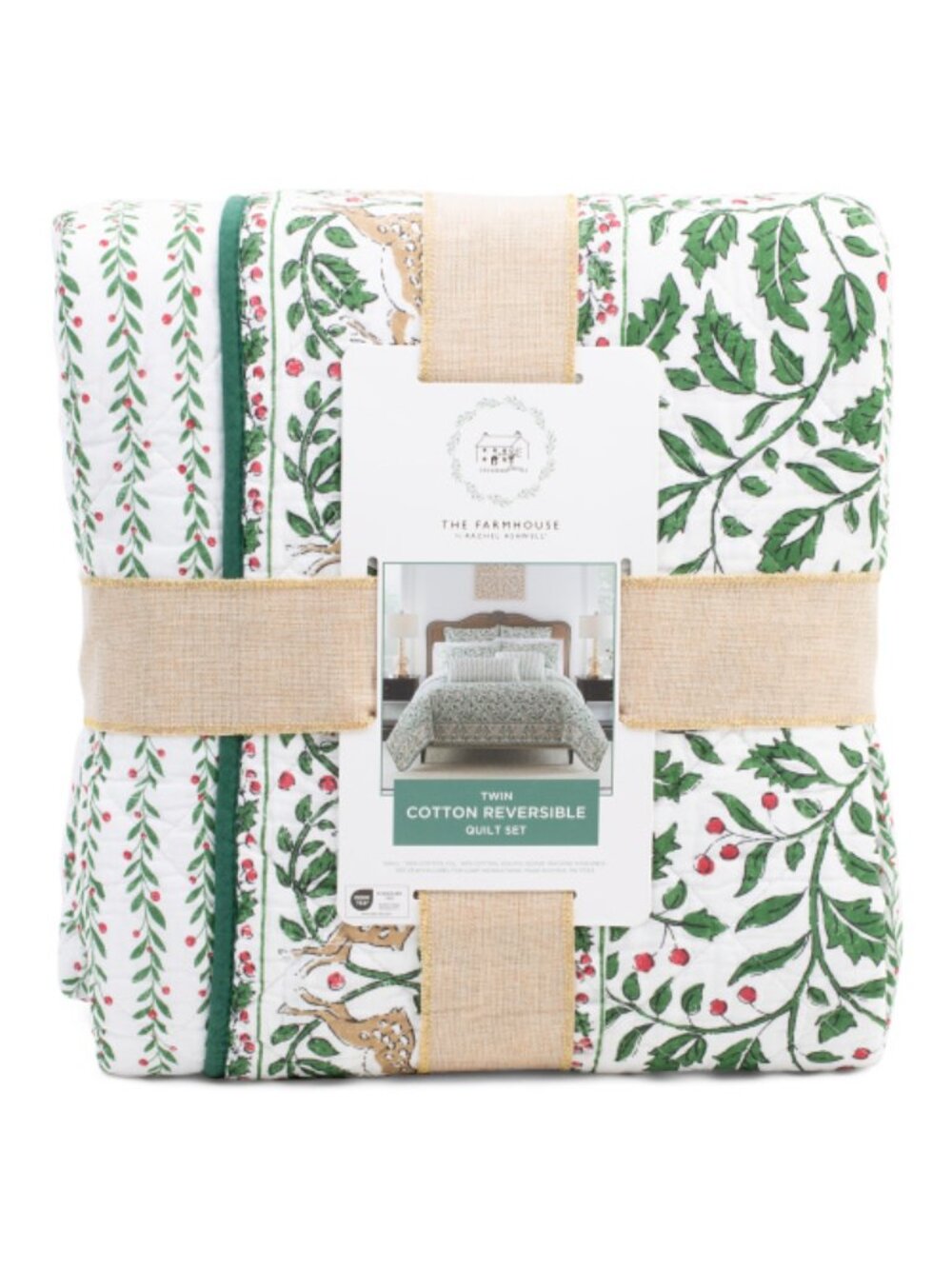 THE FARMHOUSE BY RACHEL ASHWELL Reversible Holiday Quilt Set With Solid Border